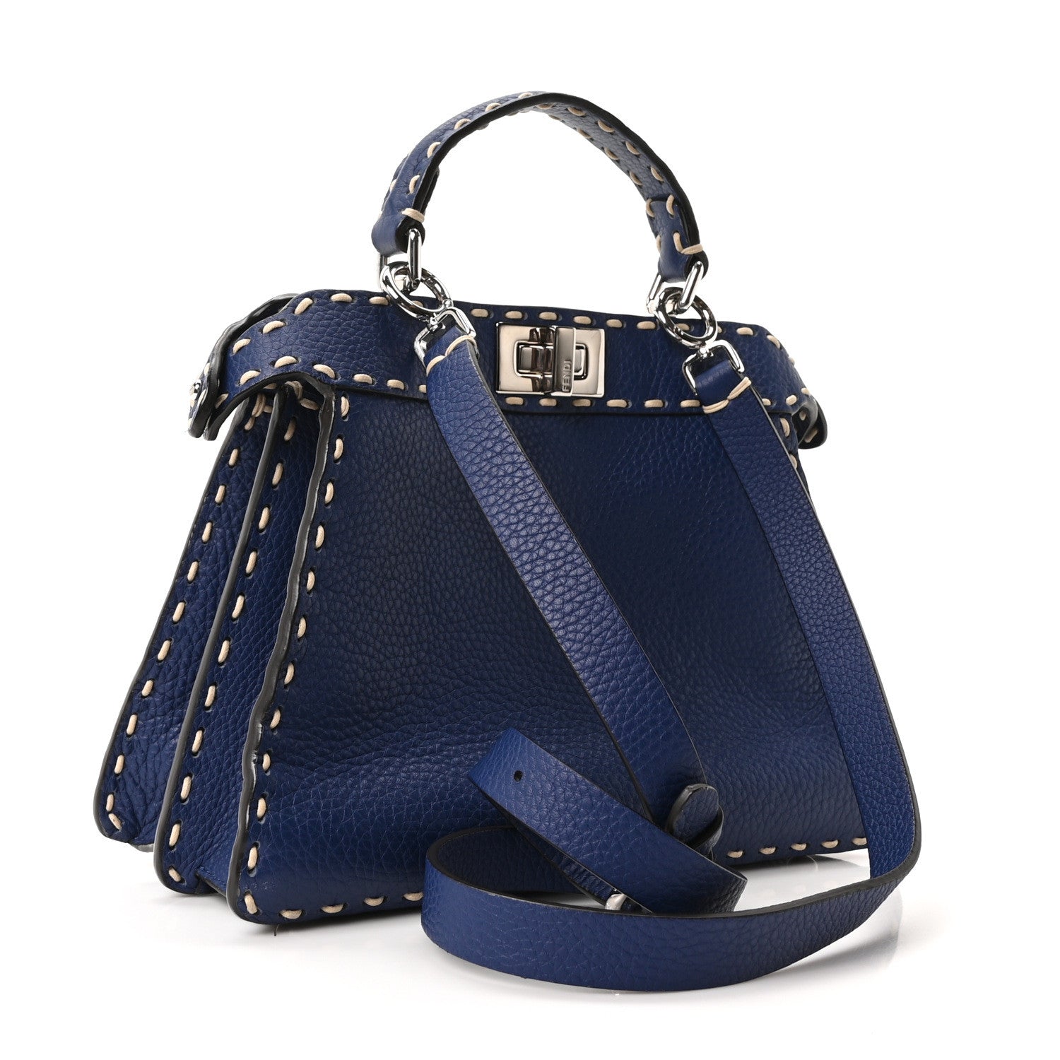Cuoio Romano Selleria Chamois Small Peekaboo I SEE U Satchel Blue - Image 3