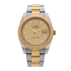 Stainless Steel 18K Yellow Gold Diamond 41mm Oyster Perpetual Datejust Watch Champagne 126333