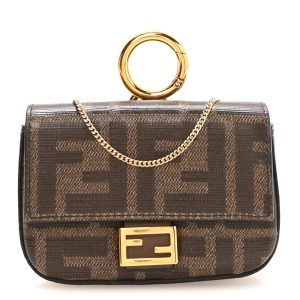 Glazed Fabric FF 1974 Nano Baguette Charm Mogano Panna