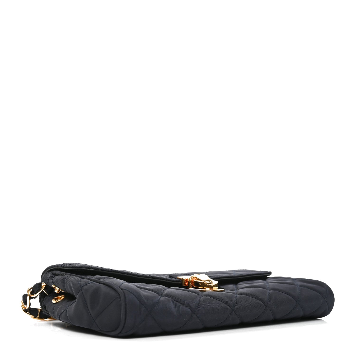 Nylon Tessuto Impunturato Quilted Flap Crossbody Bleu - Image 4
