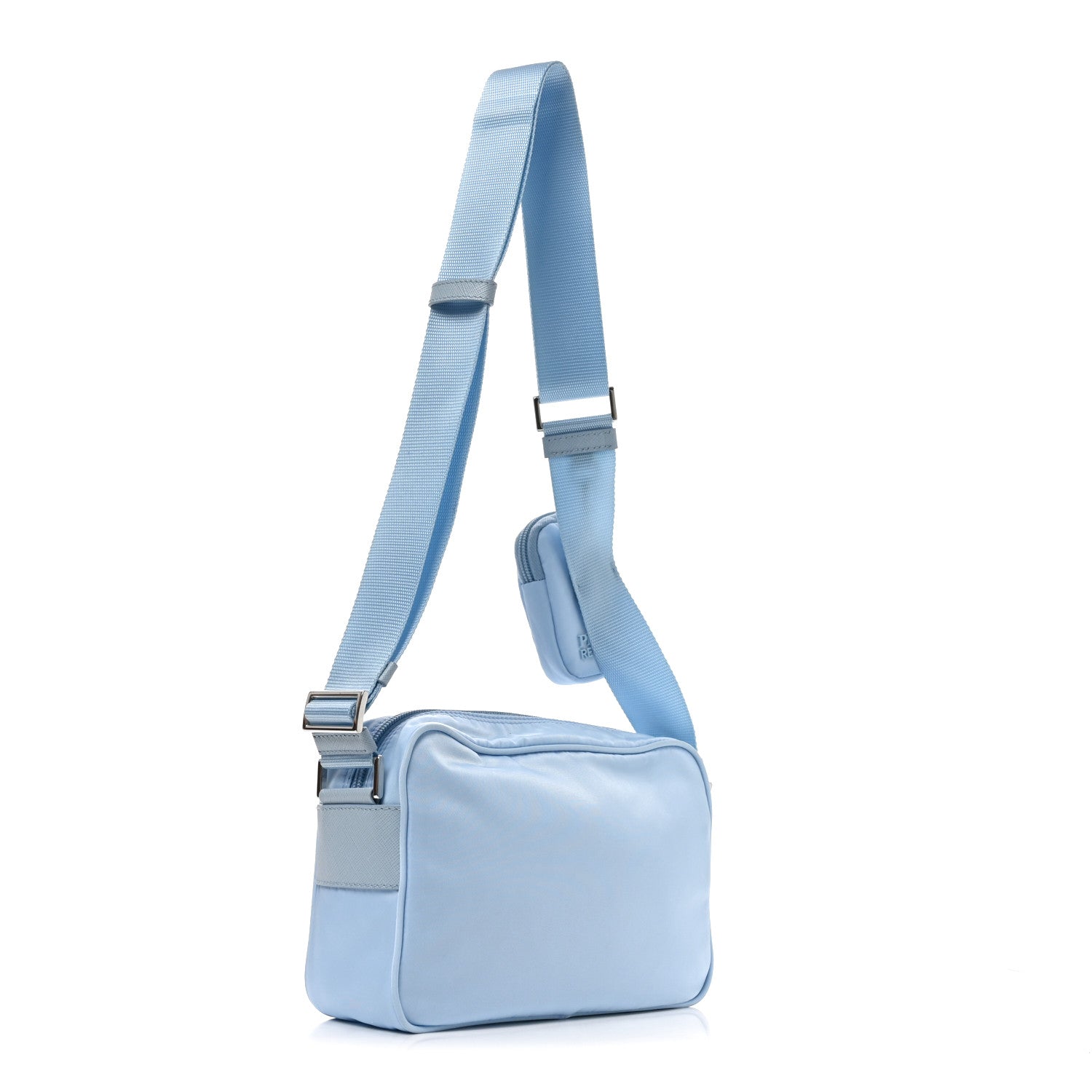 Re-Nylon Vela Saffiano Pocket Double Zip Shoulder Bag Celeste - 图片 3