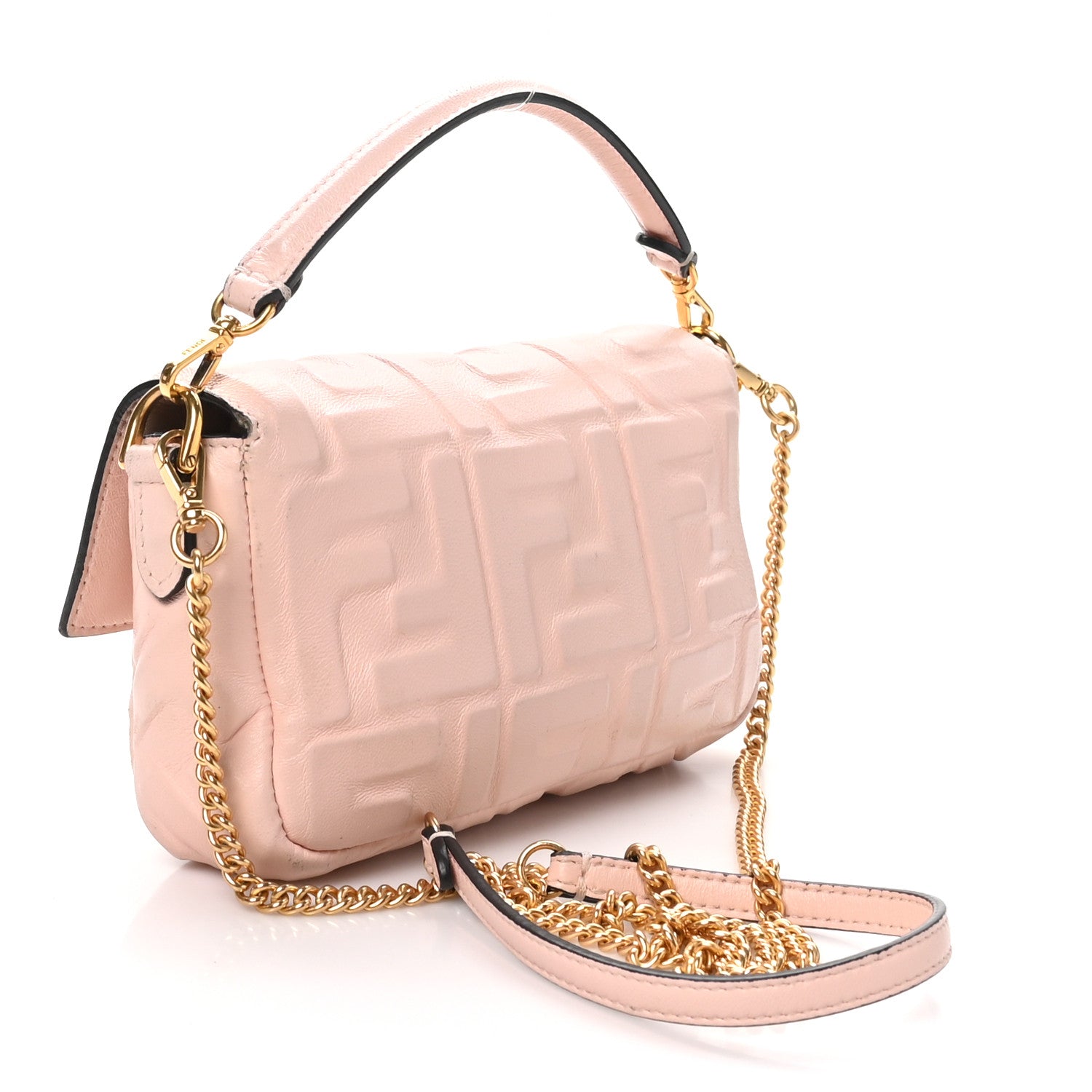 Nappa FF 1974 Embossed Mini Baguette Rosa Quarzo - Image 3