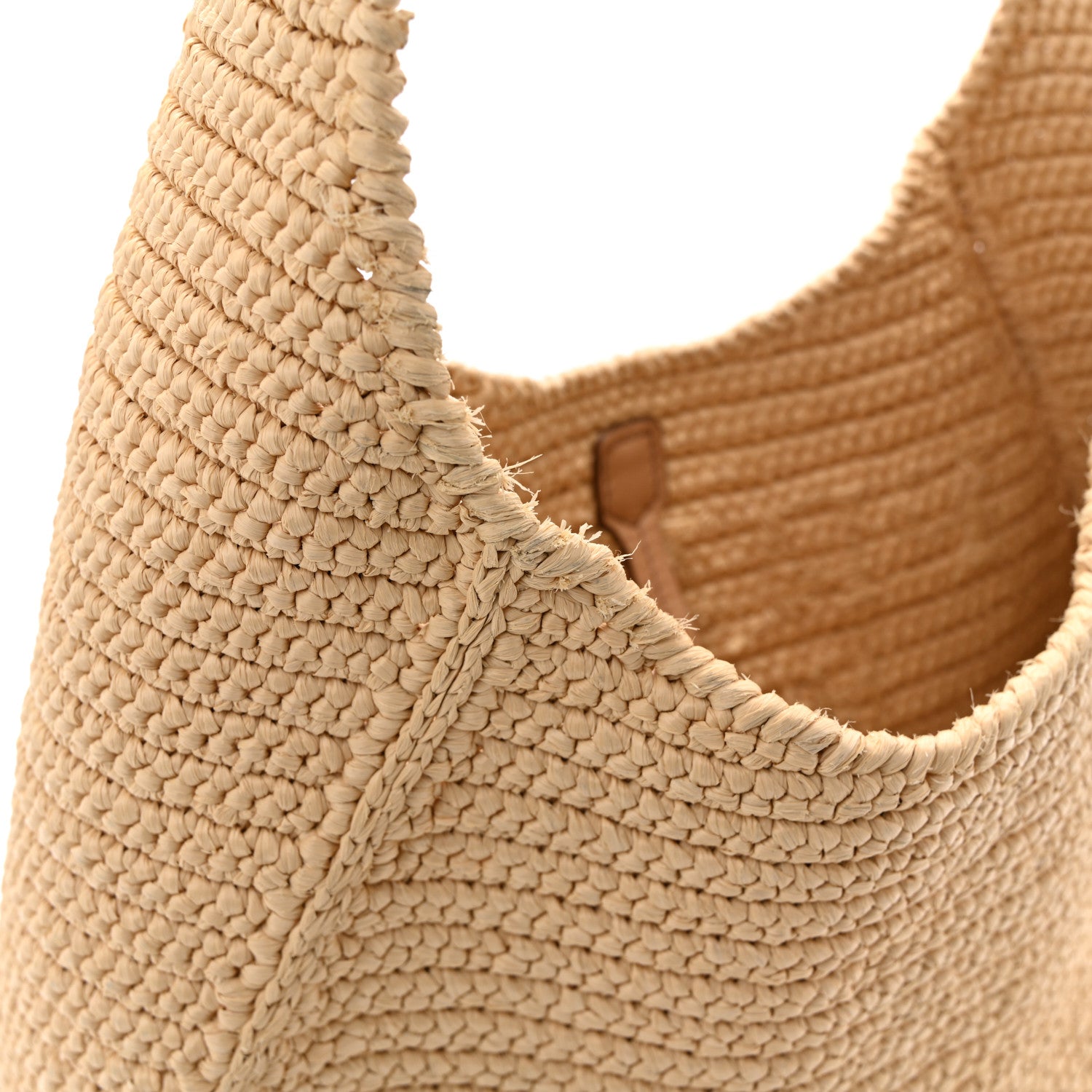 Yarn Raffia Effect Crochet Embroidered Logo Hobo Naturale - Image 12