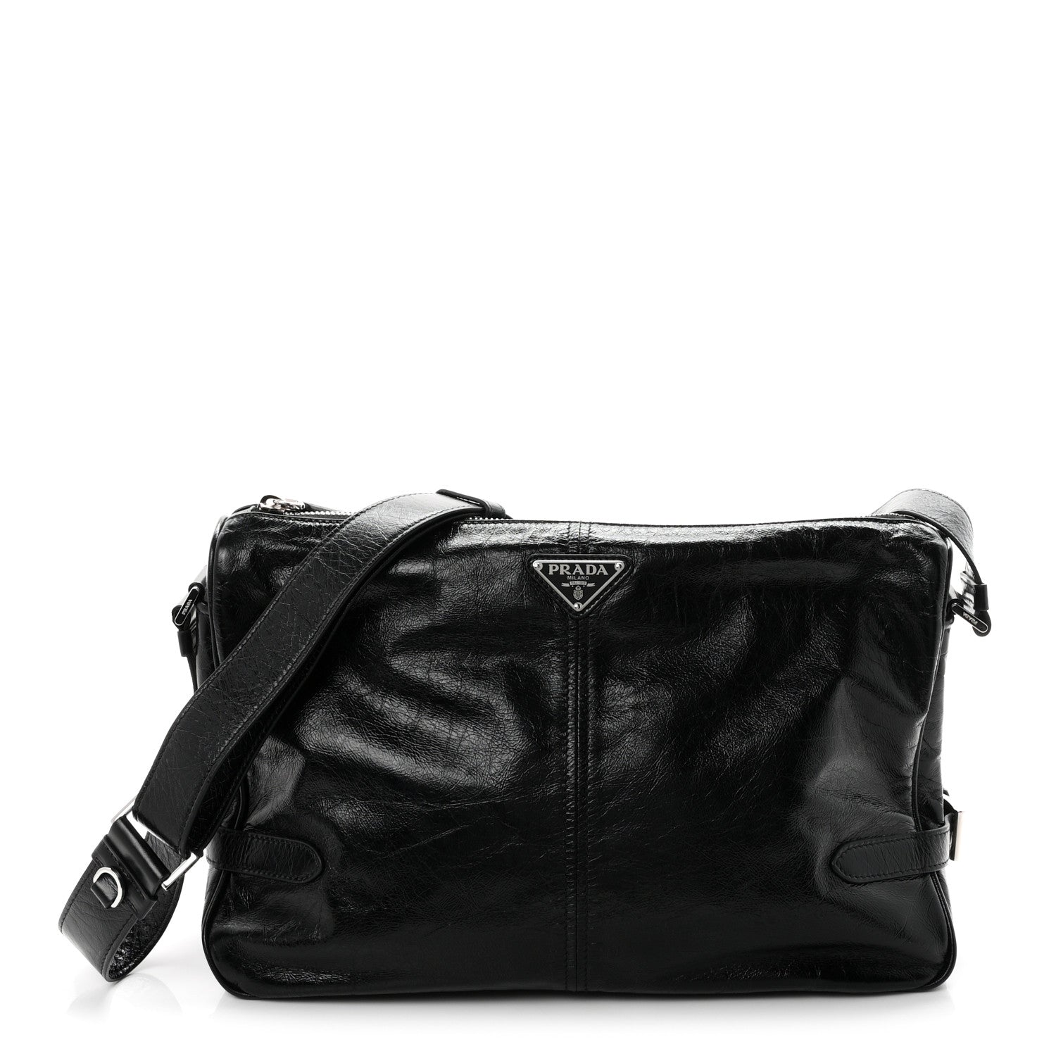 Vitello Shine Shoulder Bag Black