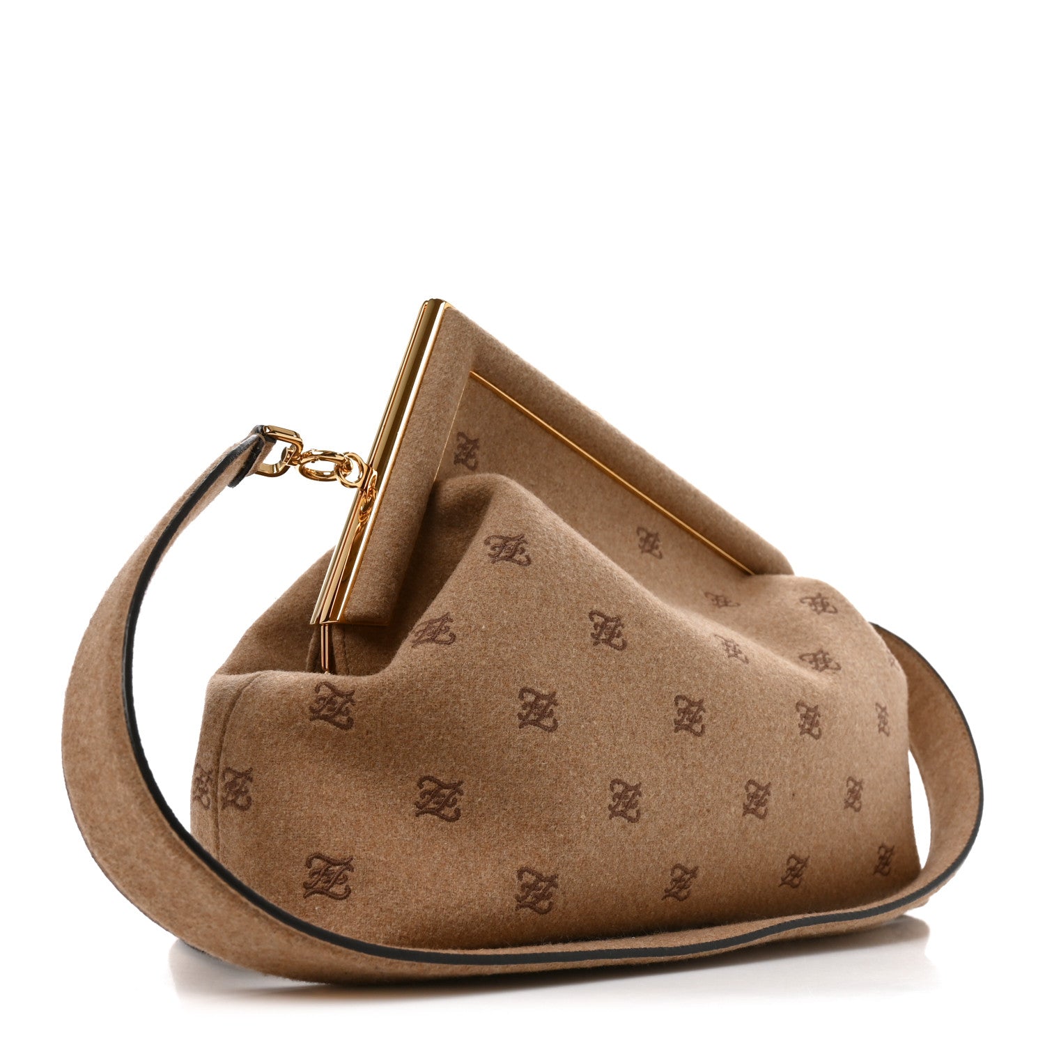 Flannel Karligraphy Embroidered Medium Fendi First Camel - Image 3
