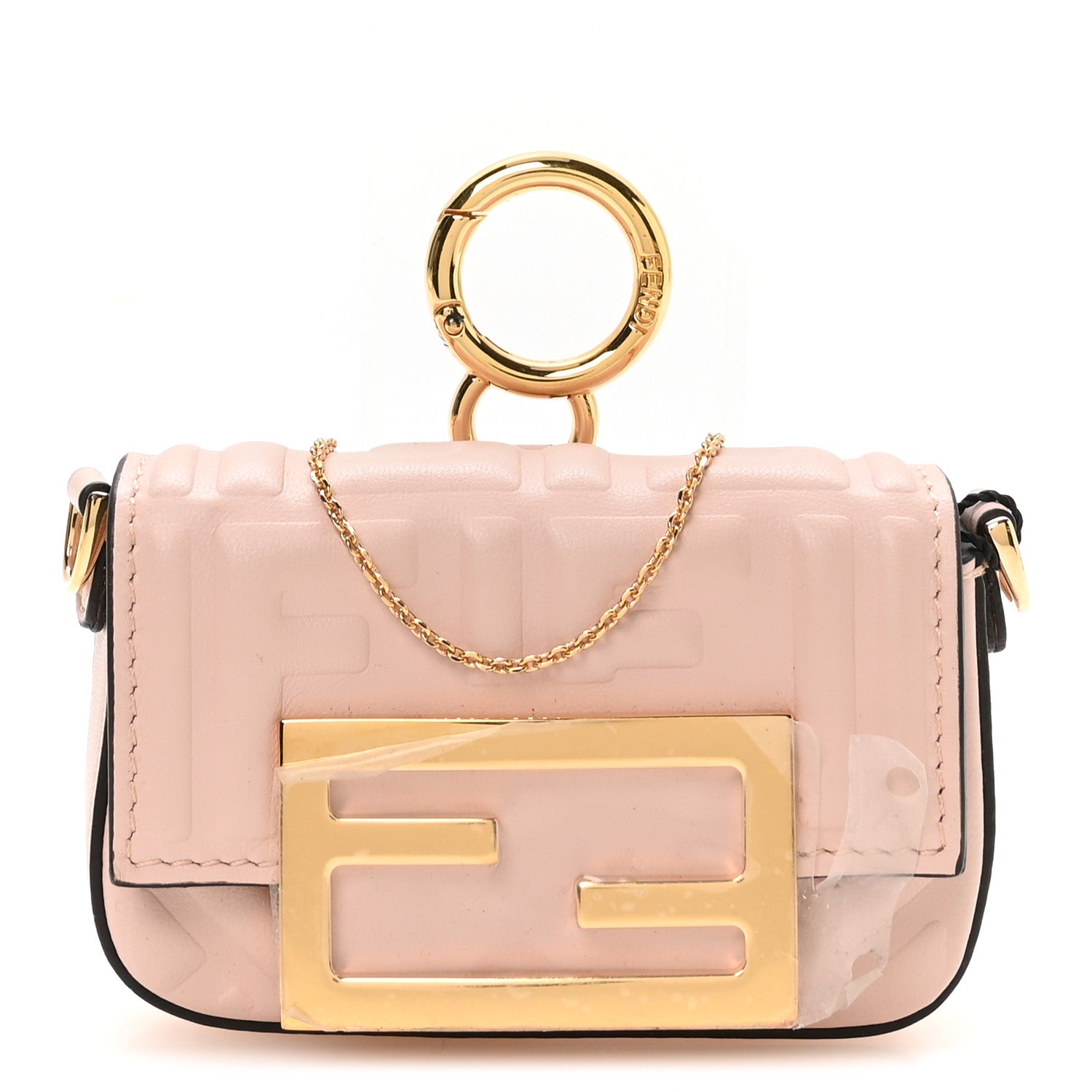Nappa Matisse FF Embossed Nano Maxi Buckle Baguette Charm Rosa Quarzo