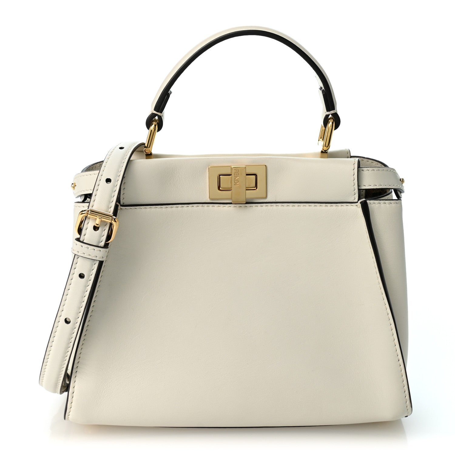Vitello Seta Canvas FF Mini Peekaboo Iconic Satchel Uovo Sigaro Marrone