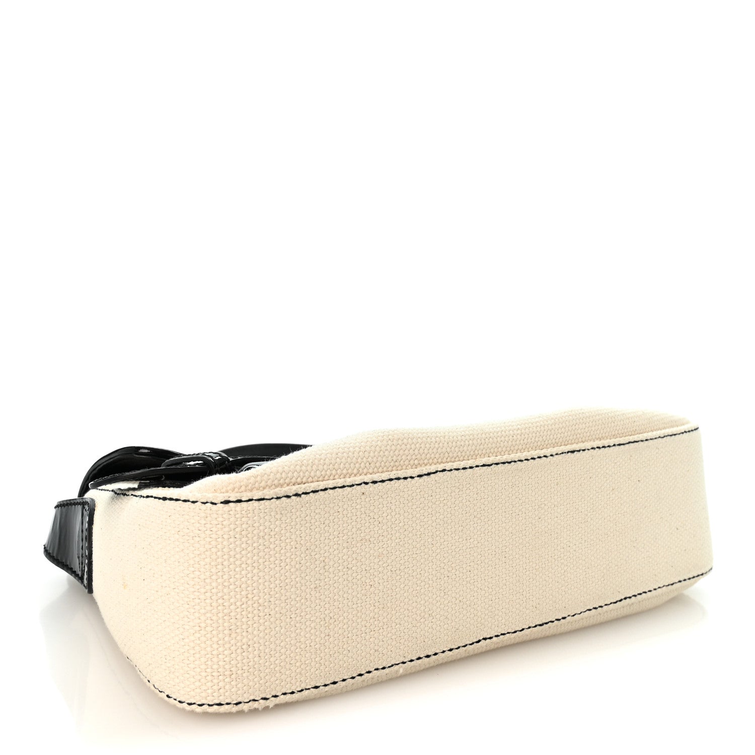 Canvas Patent Calfskin B Bis Flap Bag Natural Black - Image 4