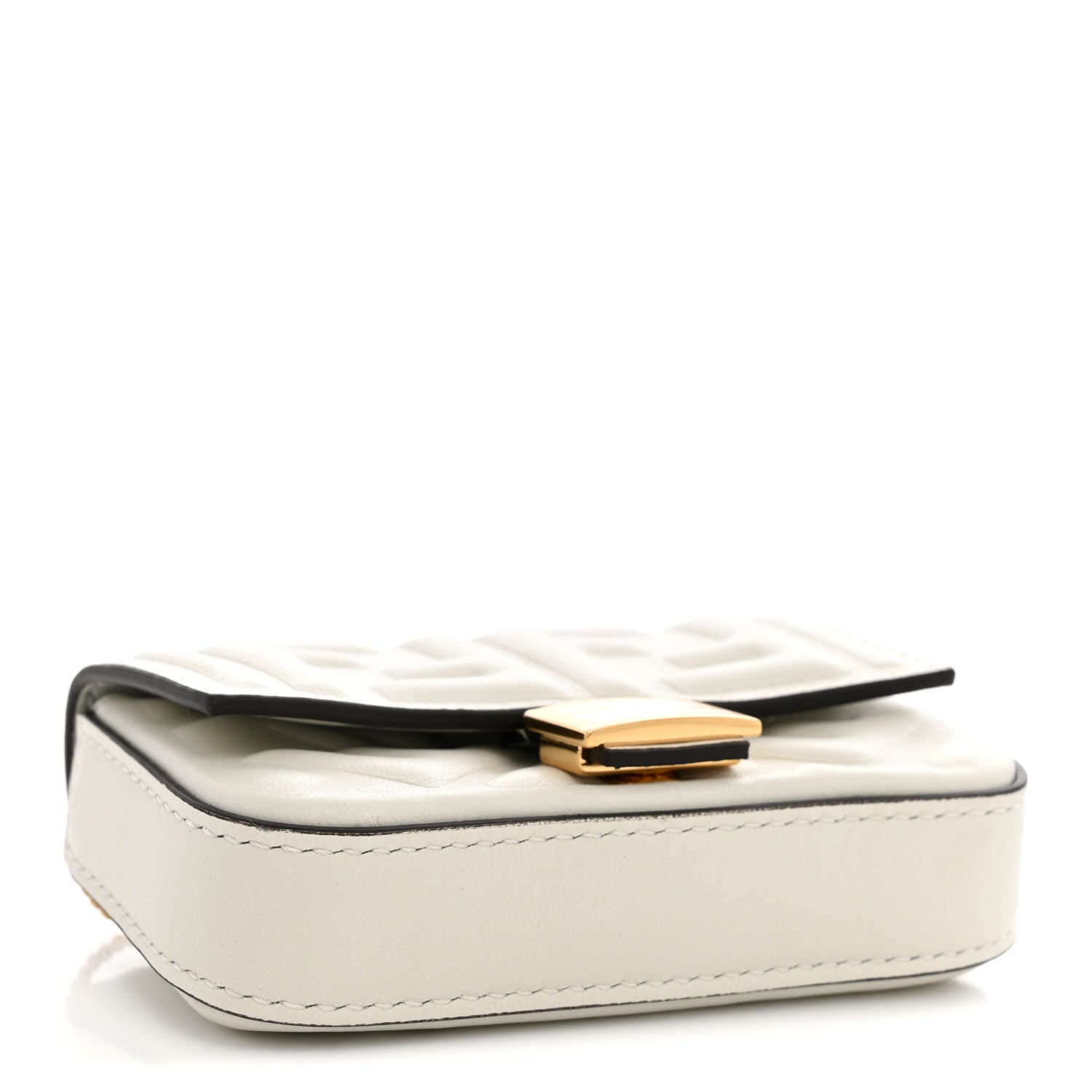 Nappa Matisse FF Embossed Nano Baguette Charm White - Image 3