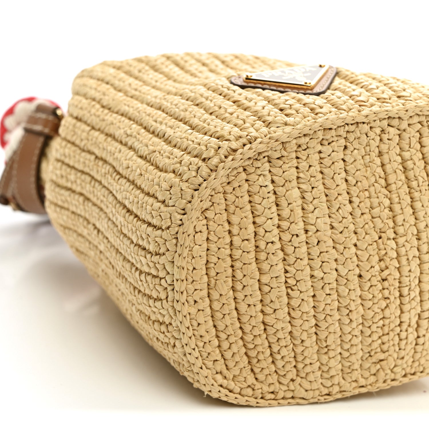 Yarn Raffia Effect Rope Crochet Small Bucket Bag Naturale - Image 8