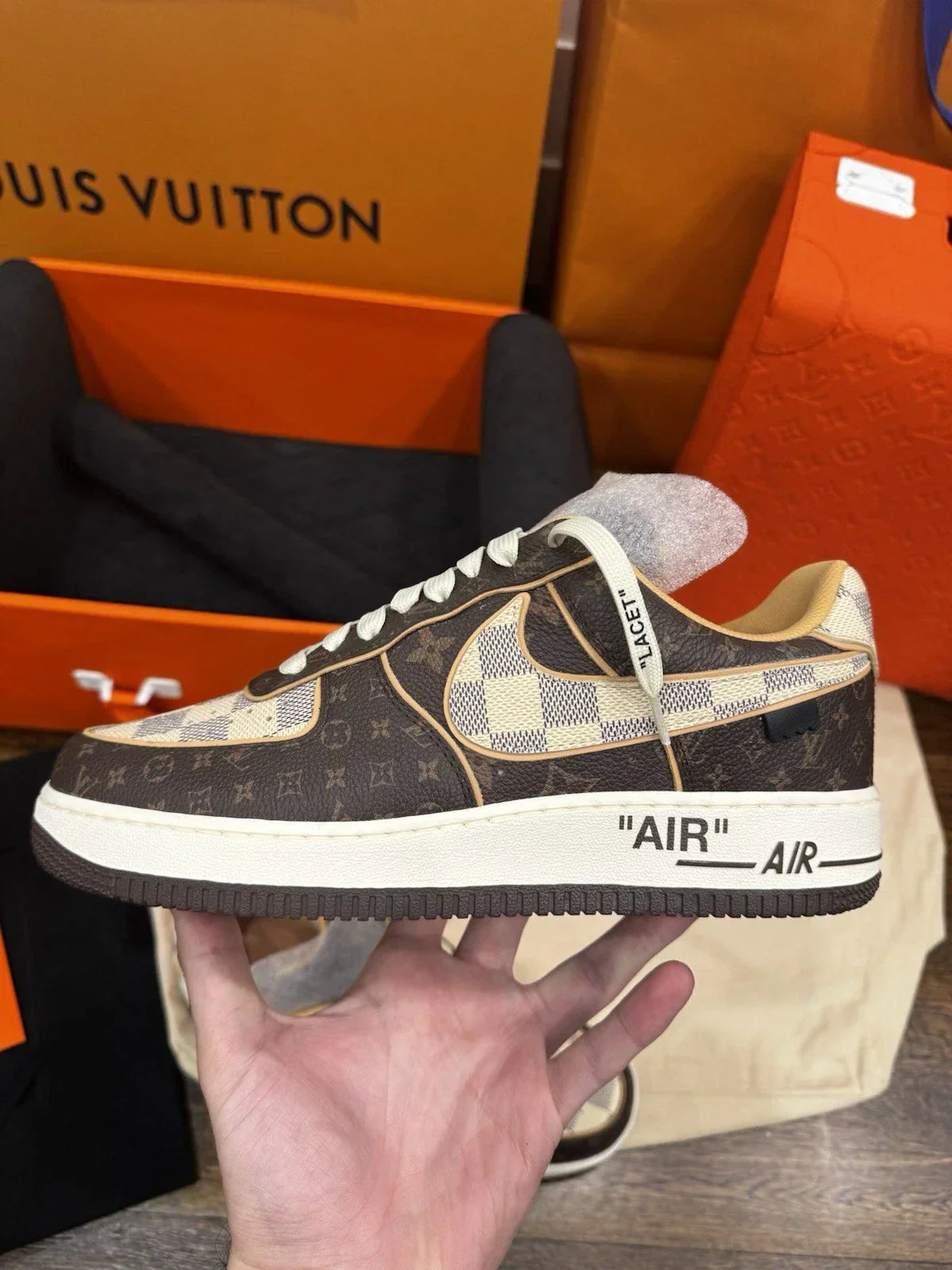 Louis Vuitton x Nike Air Force 1 Low 'Monogram Brown Damier Azur' - 图片 3