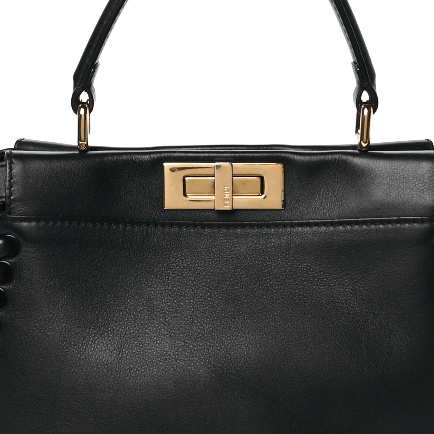 Vitello Seta Lace Up Medium Peekaboo Iconic Satchel Black - Image 8