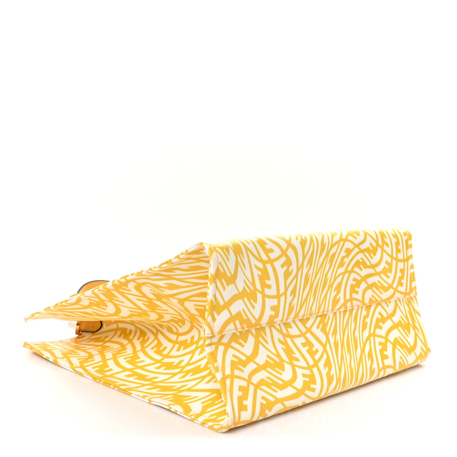 X SARAH COLEMAN Glazed Canvas Vitello King FF Vertigo Shopping Tote Bag Mimosa White - Image 4