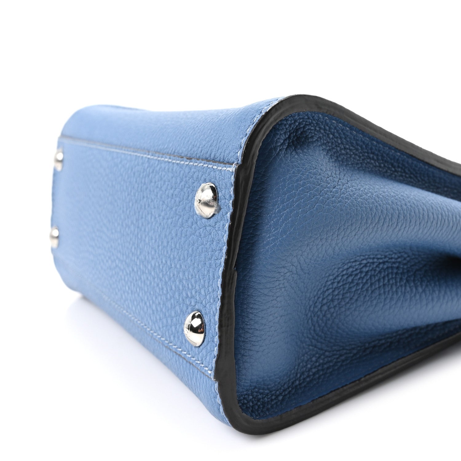 Cuoio Romano Selleria Macro Stitchings Mini Peekaboo Iconic Satchel Argento Blue - Image 9