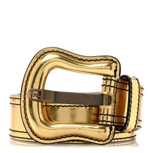 Metallic Patent B Belt 80 32 Gold