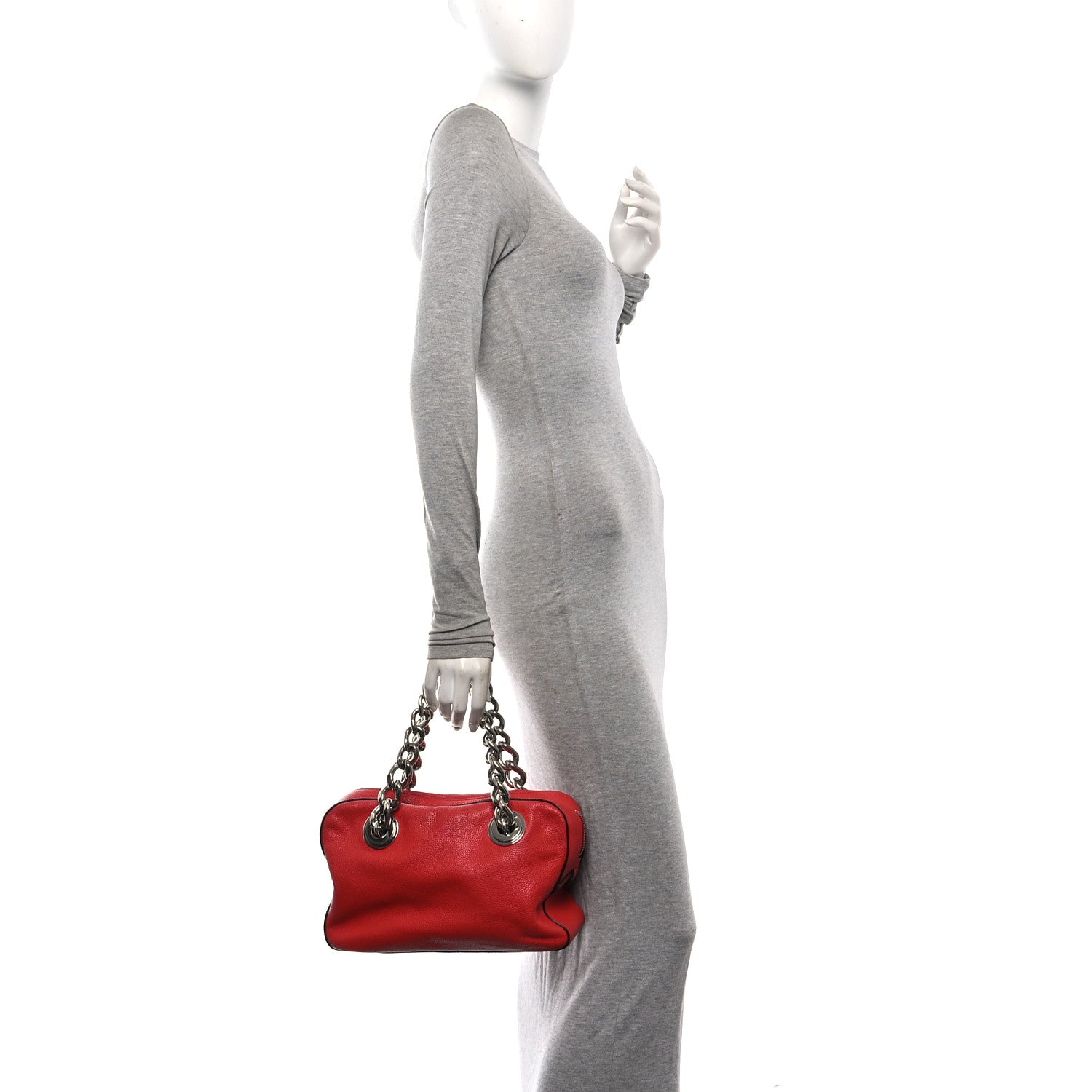 Vitello Daino Chain Satchel Bag Lacca - Image 2
