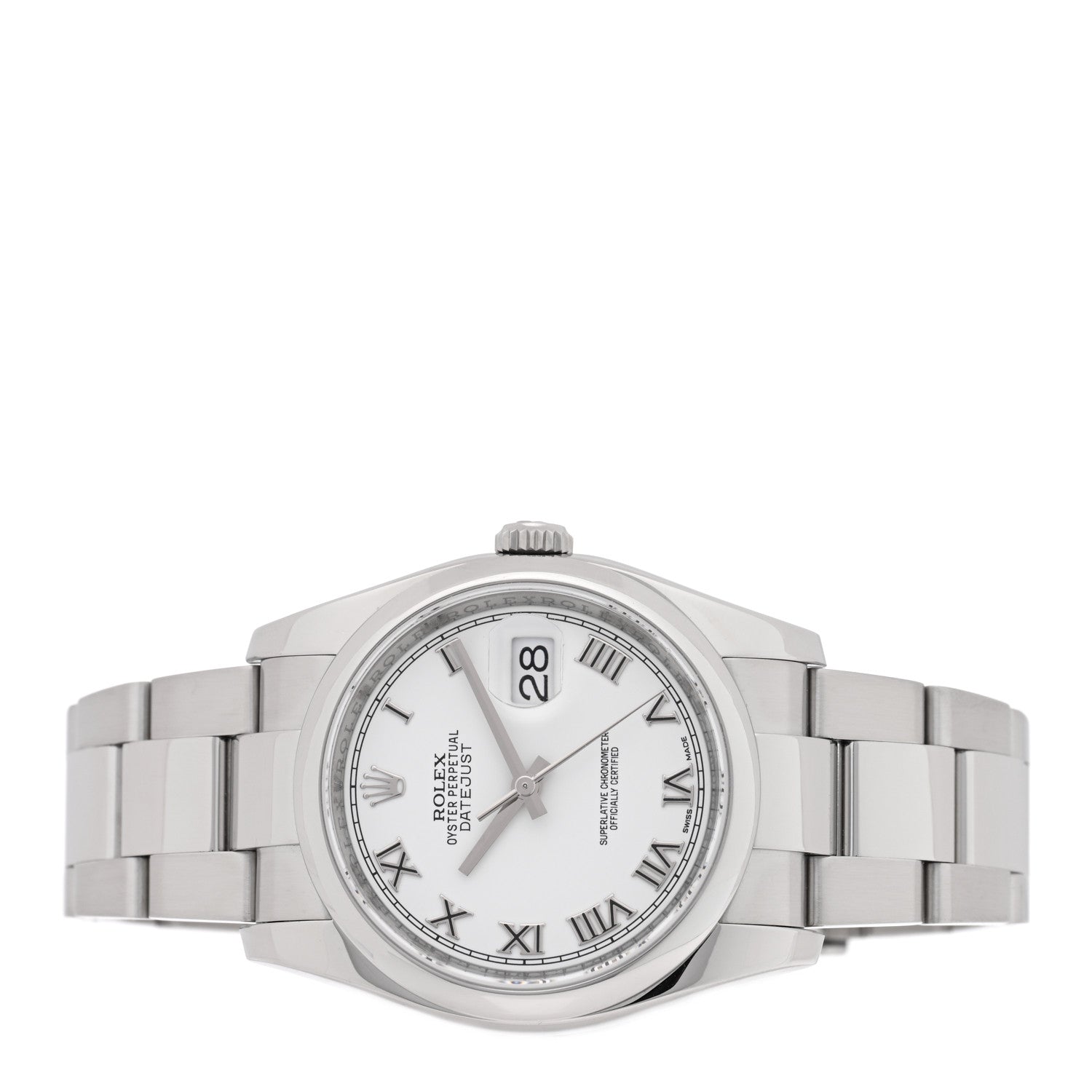 Stainless Steel 36mm Oyster Perpetual Datejust Watch White Roman 116200 - Image 2
