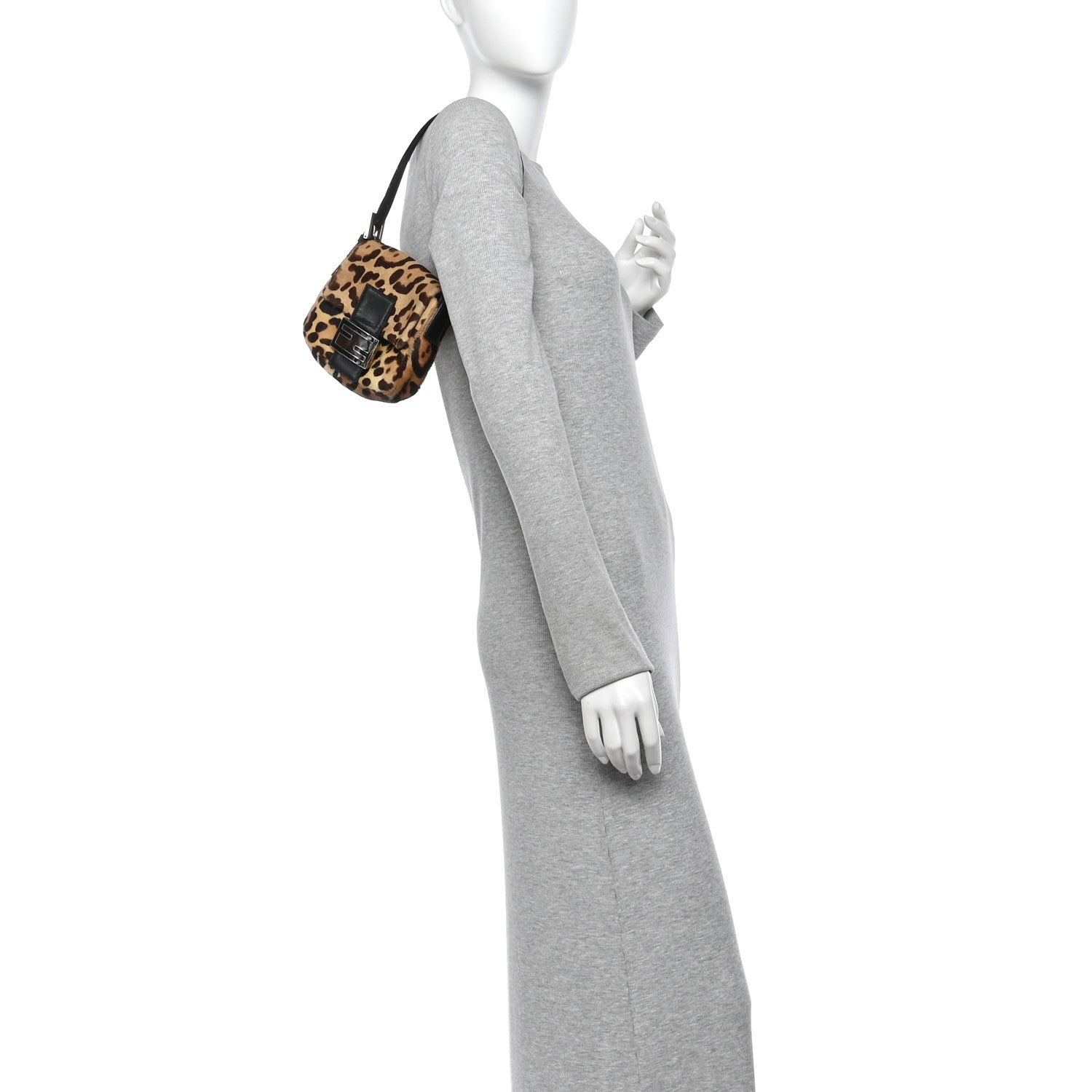Calf Hair Leopard Print Mini Baguette Brown - Image 3