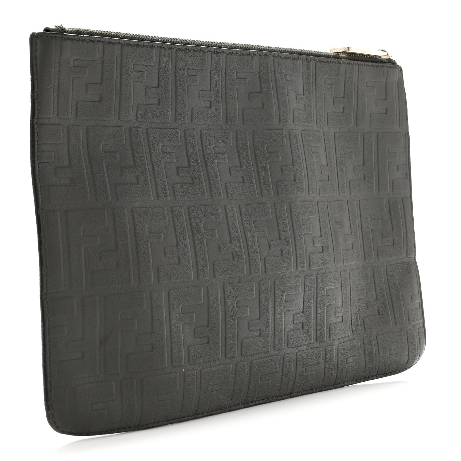 Vitello Grace FF 1974 Embossed Flat Pouch Anthracite - Image 3