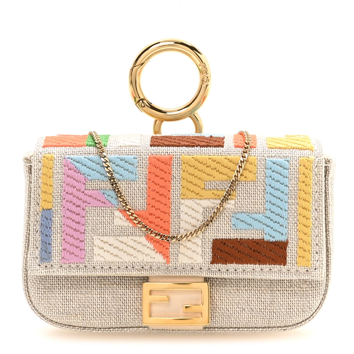 Kuban Canvas FF Embroidered Nano Baguette Charm Grezzo Multicolor