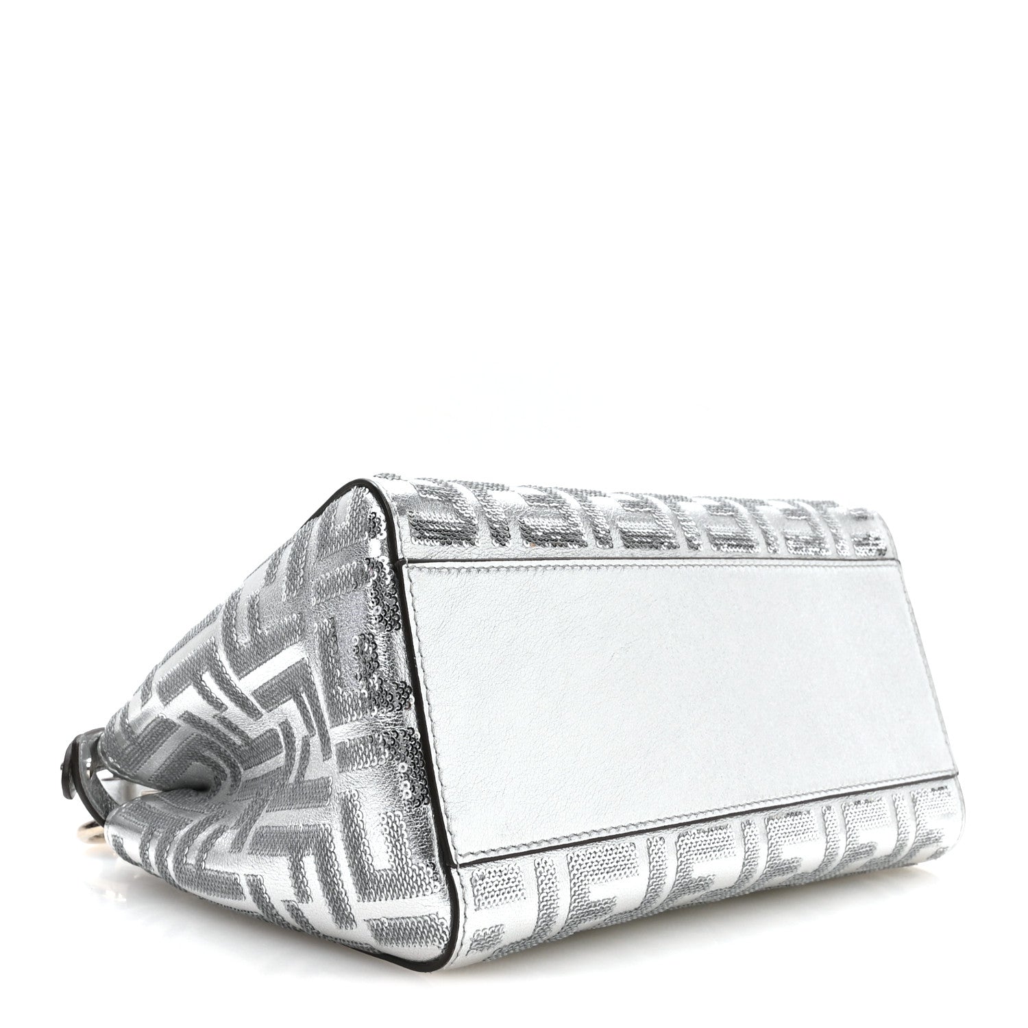 Vitello Catalan Mirror Sequin FF 1974 Embroidered Mini Peekaboo Iconic Satchel Argento - Image 4