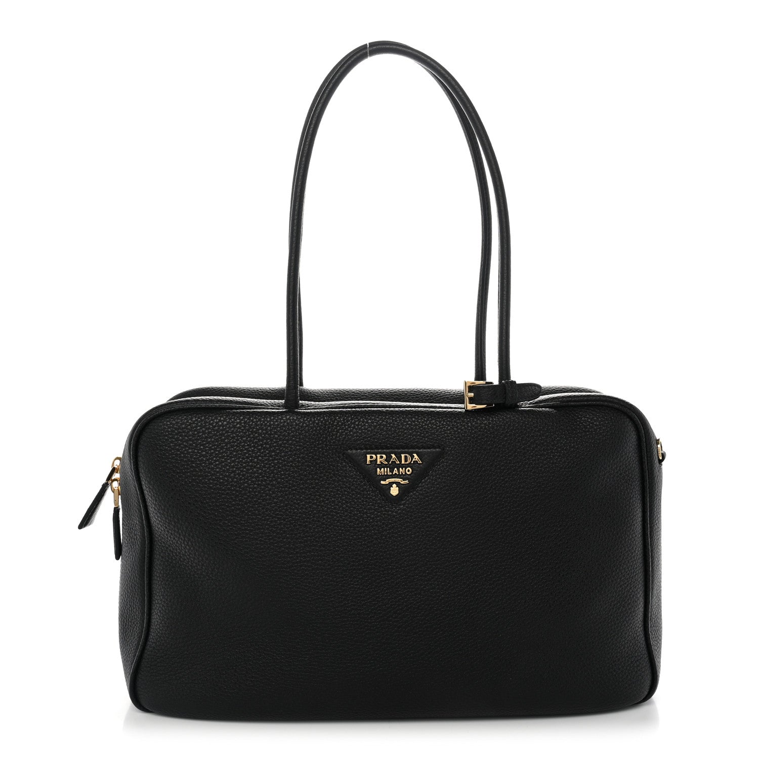 Vitello Daino Large Top Handle Bag Black