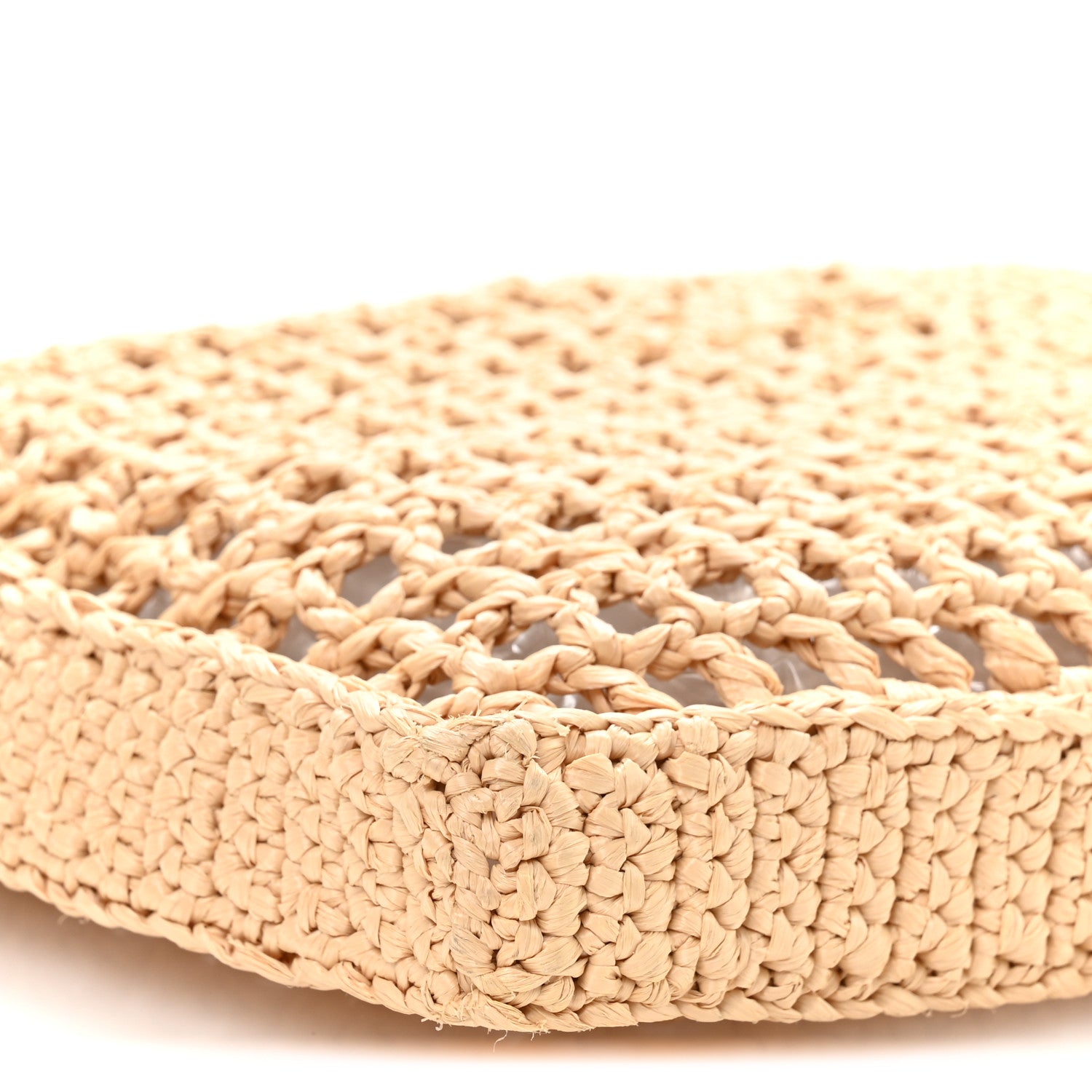 Yarn Raffia Effect Crochet Logo Embroidered Tote Bag Naturale - Image 8