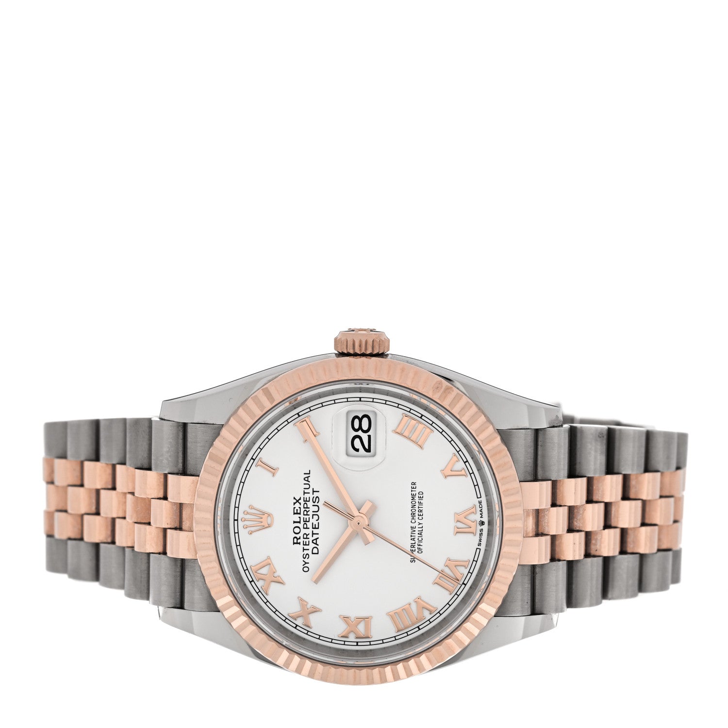 Stainless Steel 18K Everose Gold 36mm Oyster Perpetual Datejust Watch White Roman 126231 - Image 2
