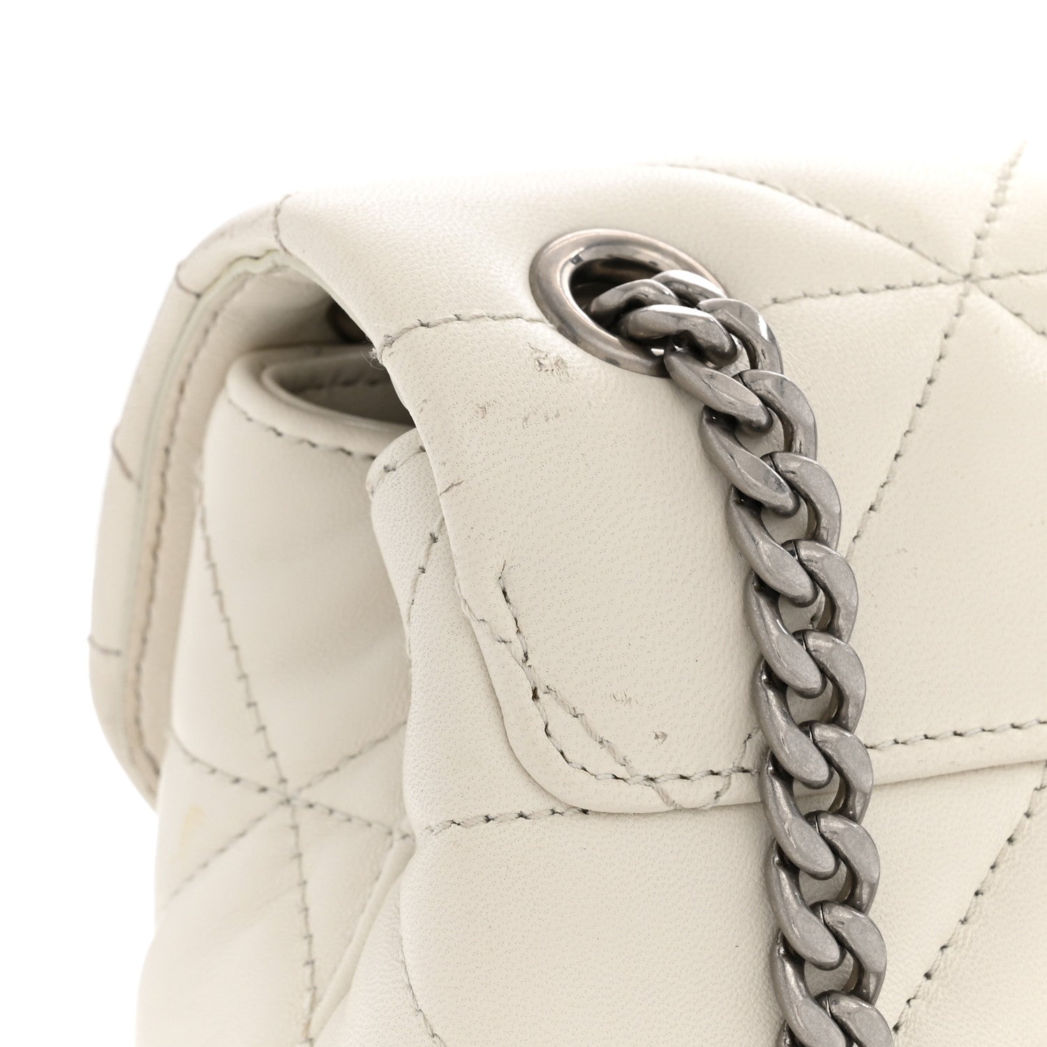 Nappa Triangle Stitched Small Spectrum Bag White - Image 10