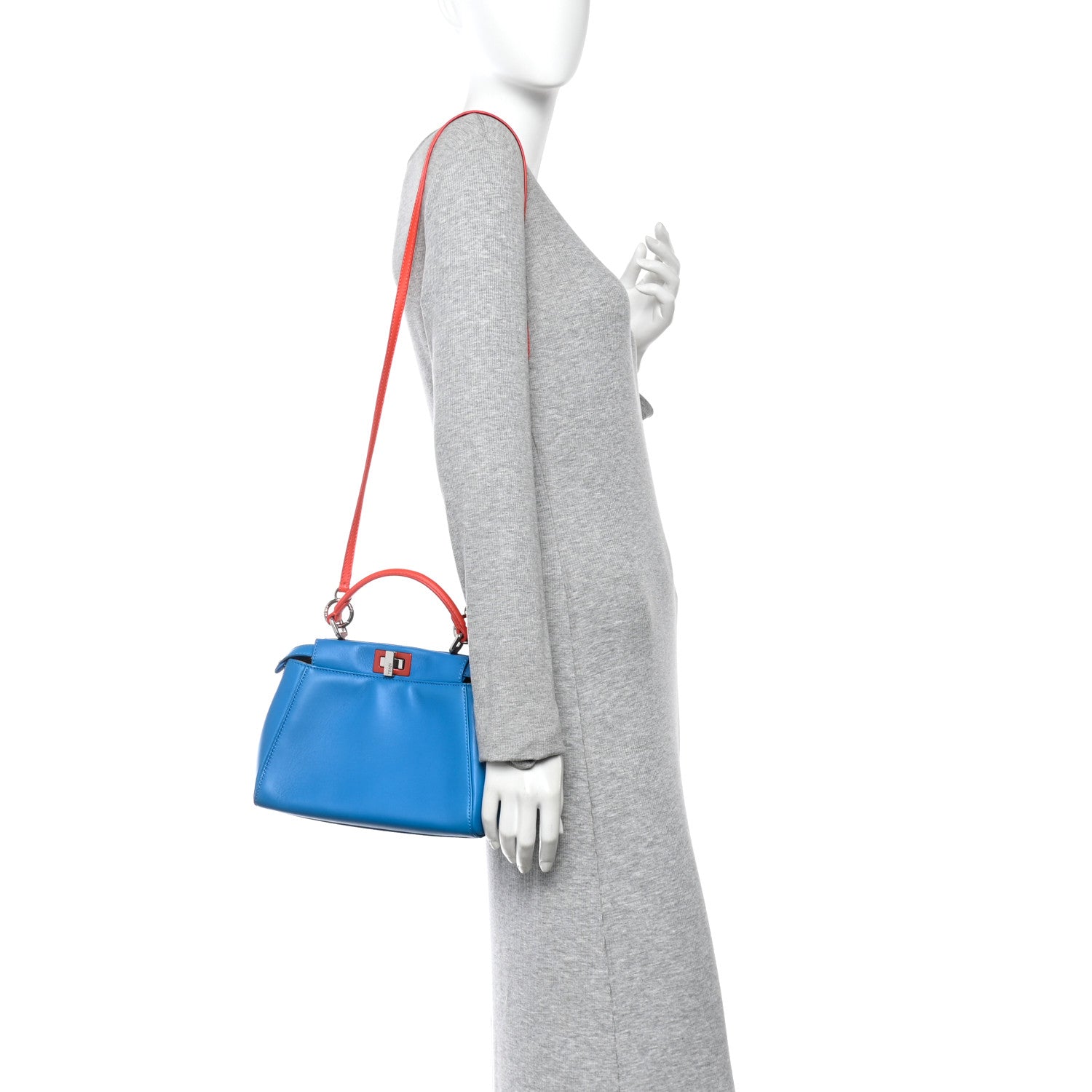 Nappa Colorblock Mini Peekaboo Iconic Satchel Blue Royal Papavero Cuoio - Image 2