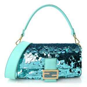 Sequin Paillettes Vitello Grace Sex and the City Baguette Spring Turquoise