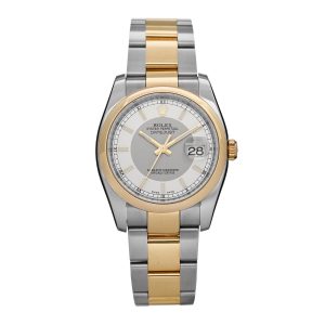 Stainless Steel 18K Yellow Gold 36mm Oyster Perpetual Datejust Watch Silver 116203