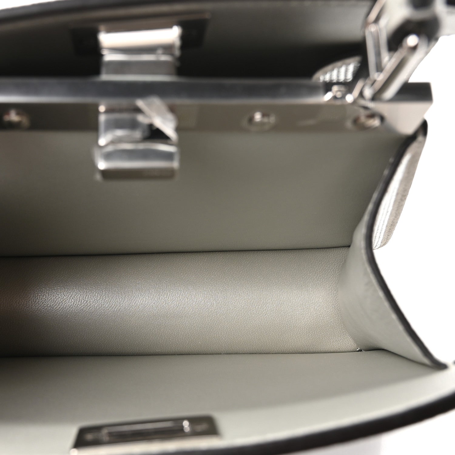 Iridescent Crystal Vitello Laminato Suede FF Petite Peekaboo I SEE U Satchel Cappuccino - Image 5