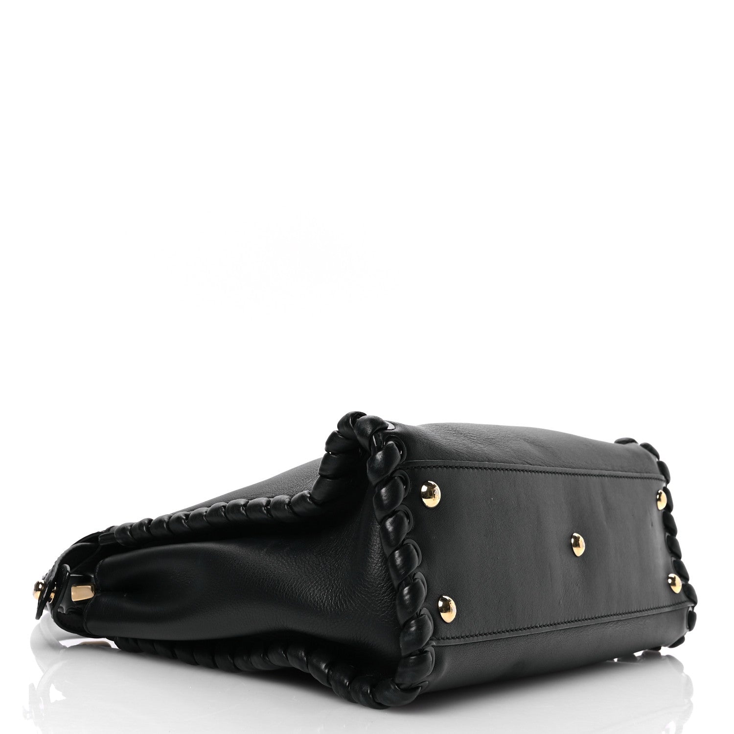 Vitello Seta Lace Up Medium Peekaboo Iconic Satchel Black - Image 4