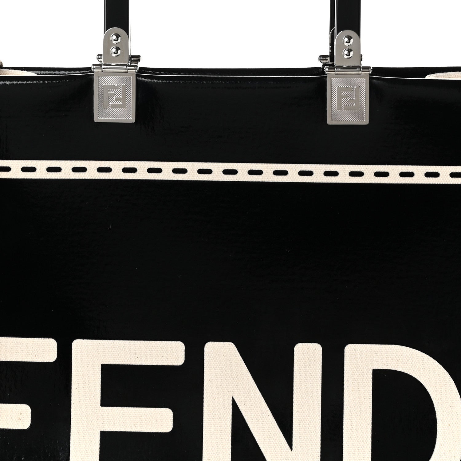 Patent Plexiglass Medium Fendi Sunshine Shopper Tote Black Ice White - Image 7