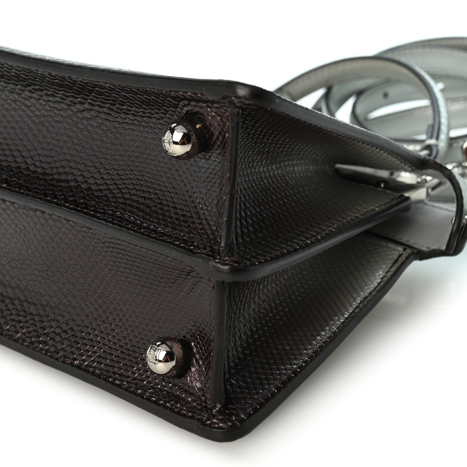 Metallic Karung Graduated Effect Petite Peekaboo I SEE U Satchel Grigio - Image 9