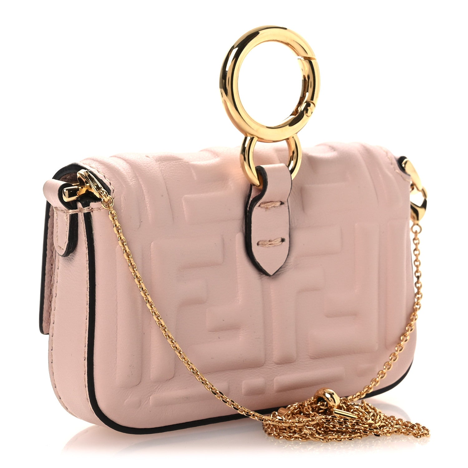 Nappa Matisse FF Embossed Nano Maxi Buckle Baguette Charm Rosa Quarzo - Image 3