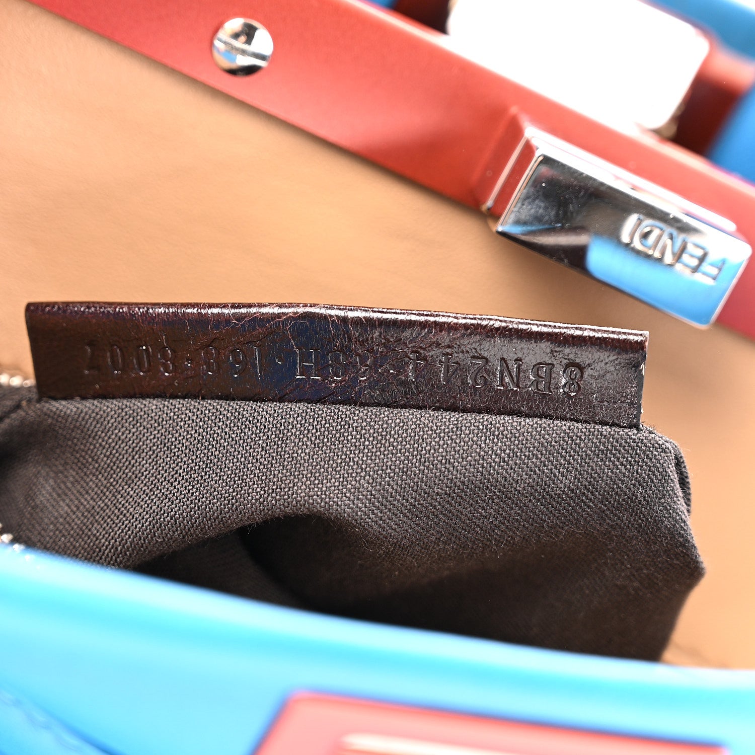 Nappa Colorblock Mini Peekaboo Iconic Satchel Blue Royal Papavero Cuoio - Image 8