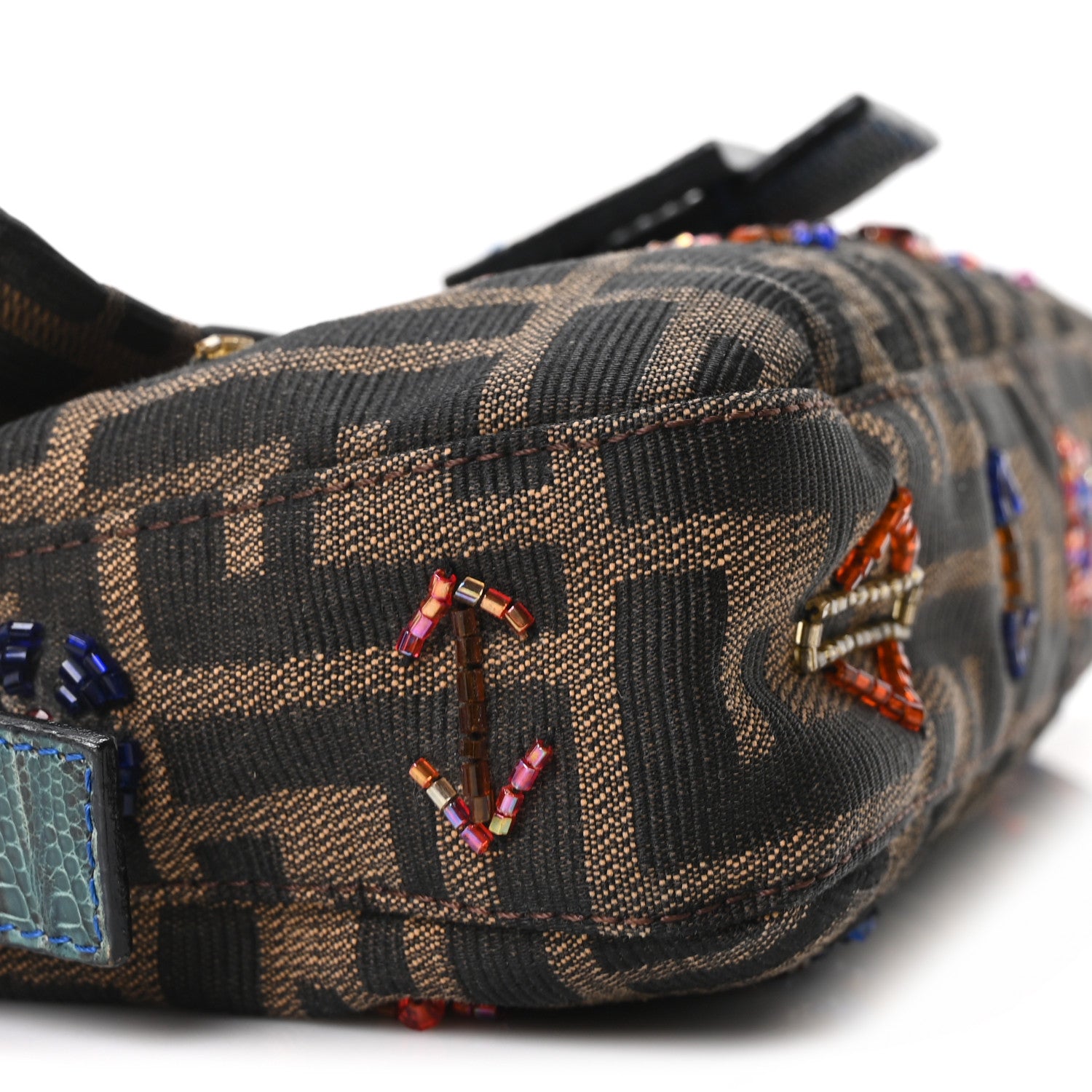 Lizard Zucca Crystal Beaded Baguette Tobacco Multicolor - Image 8
