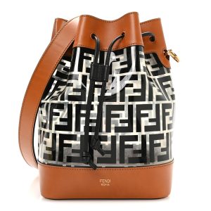 TPU FF Vitello Aura F is Fendi Grande Mon Tresor Bucket Bag Black Cuoio