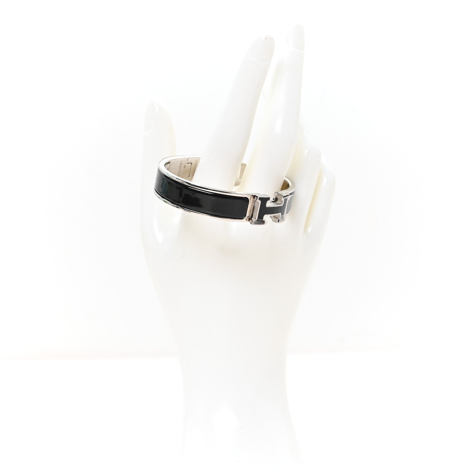 Enamel Narrow Clic Clac H Bracelet PM Black - Image 2