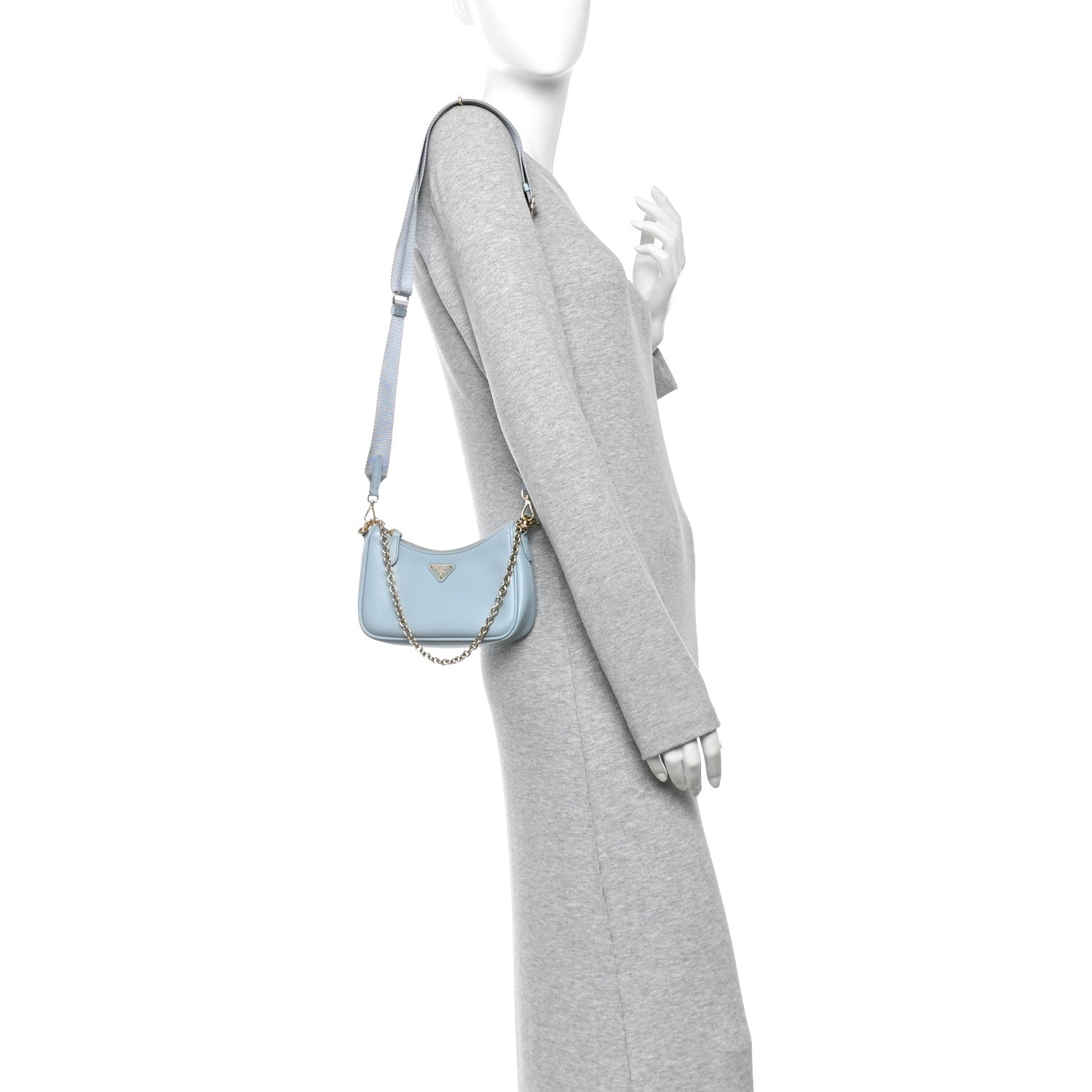 Saffiano Lux Re-Edition 2005 Mini Shoulder Bag Celeste - Image 2