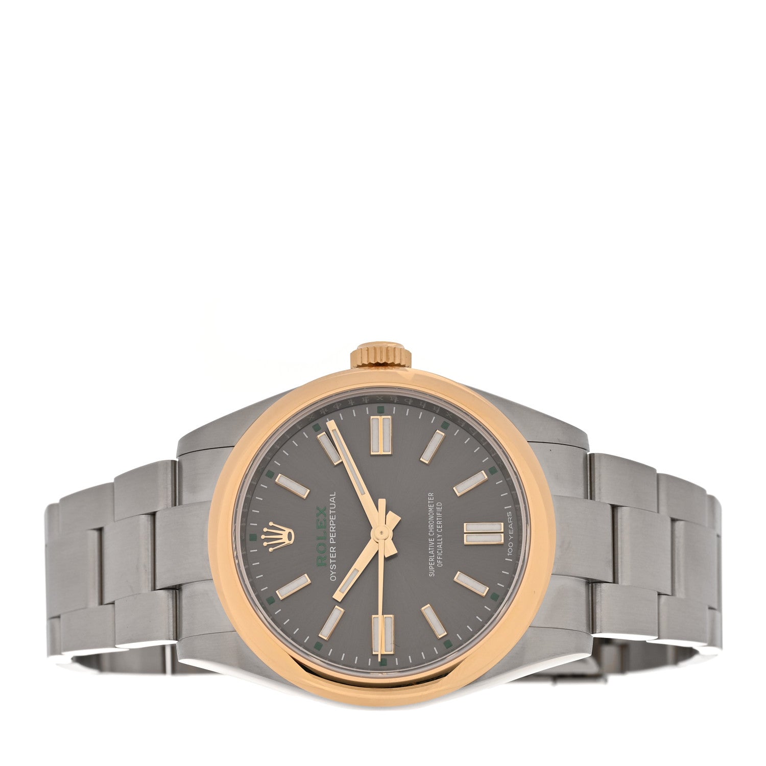 Stainless Steel 18K Yellow Gold 41mm Oyster Perpetual 100th Anniversary Watch Slate 134303 - Image 2