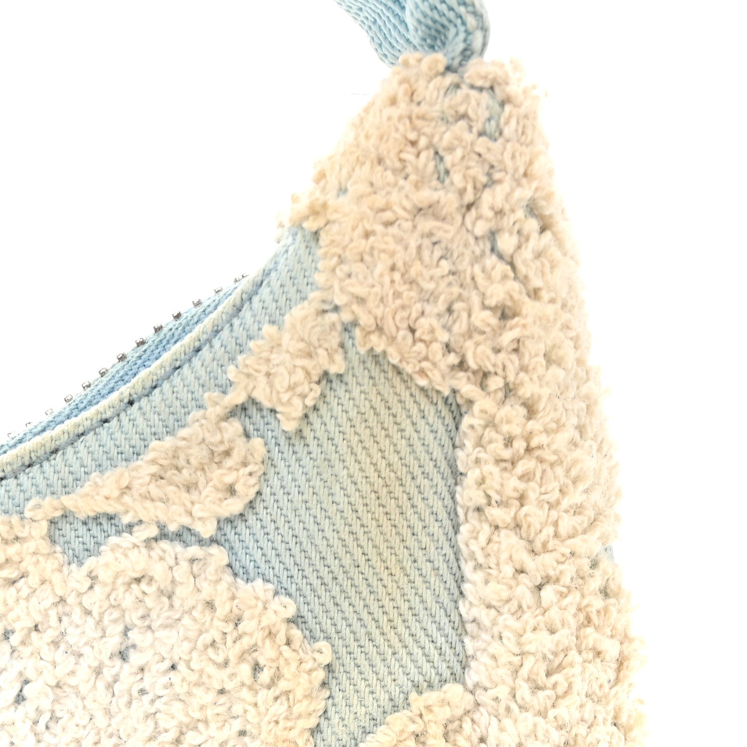 Nylon Embroidered Drill Mini Re-Edition 2000 Bag Sky Blue White - 图片 11