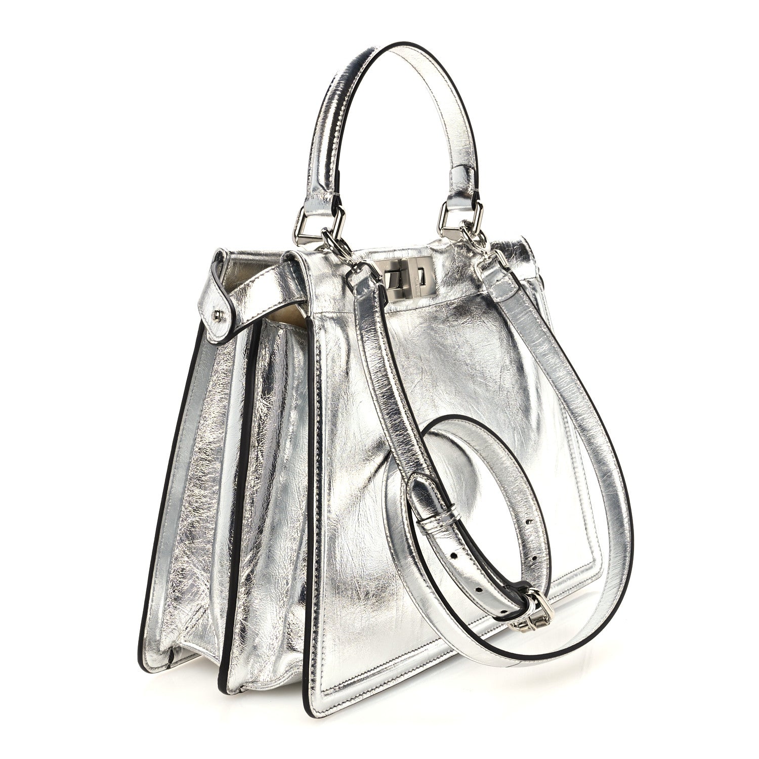 Rock Millenium Laminata Medium Peekaboo I SEE U Satchel Argento - Image 3