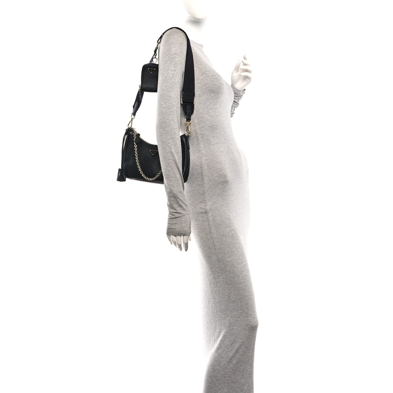 Saffiano Lux Re-Edition 2005 Shoulder Bag Black - Image 2