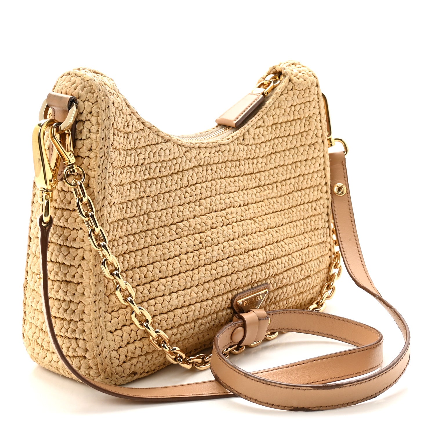 Yarn Raffia Effect Crochet Mini Re-Edition 2000 Shoulder Bag Naturale - Image 3
