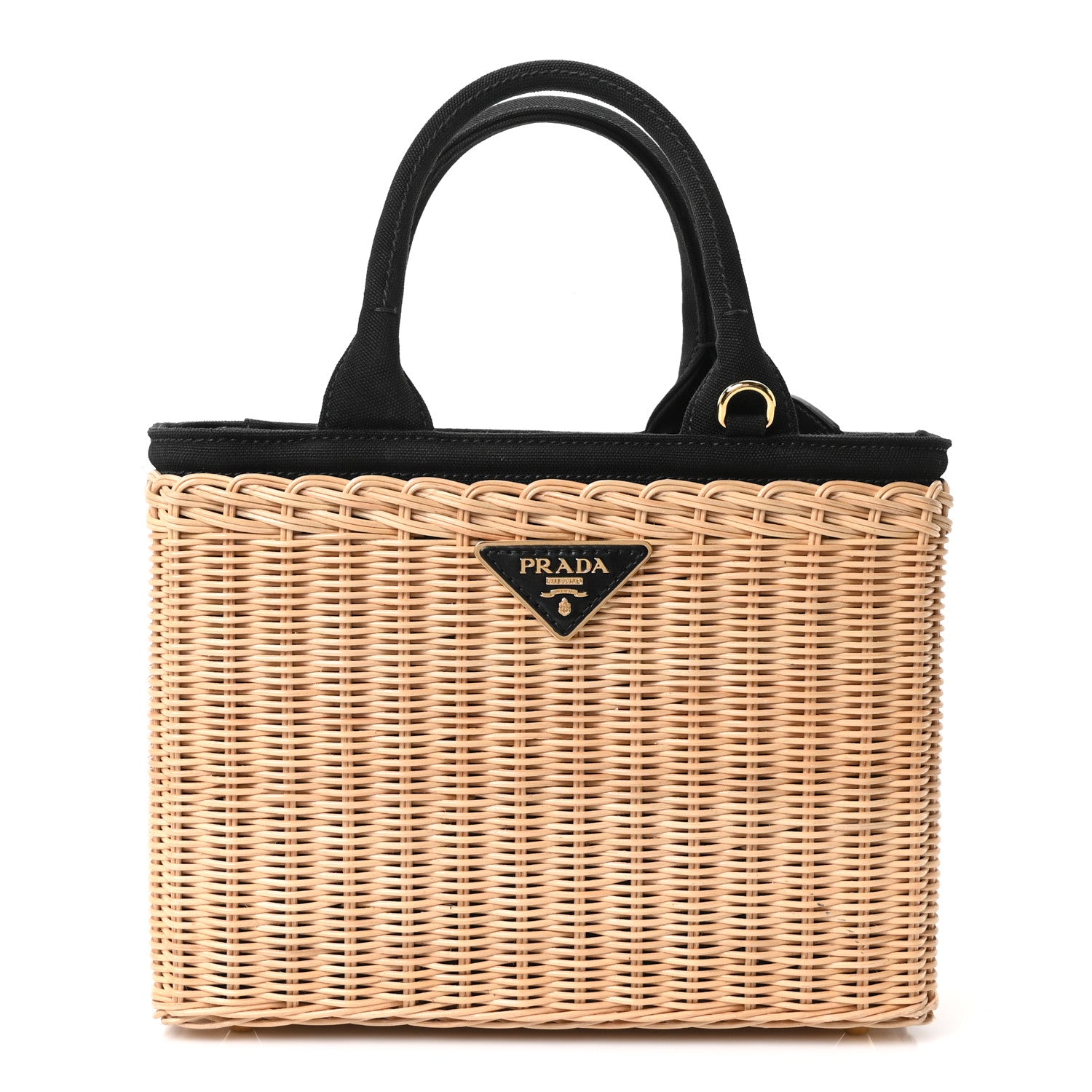Wicker Canvas Tote Naturale Black