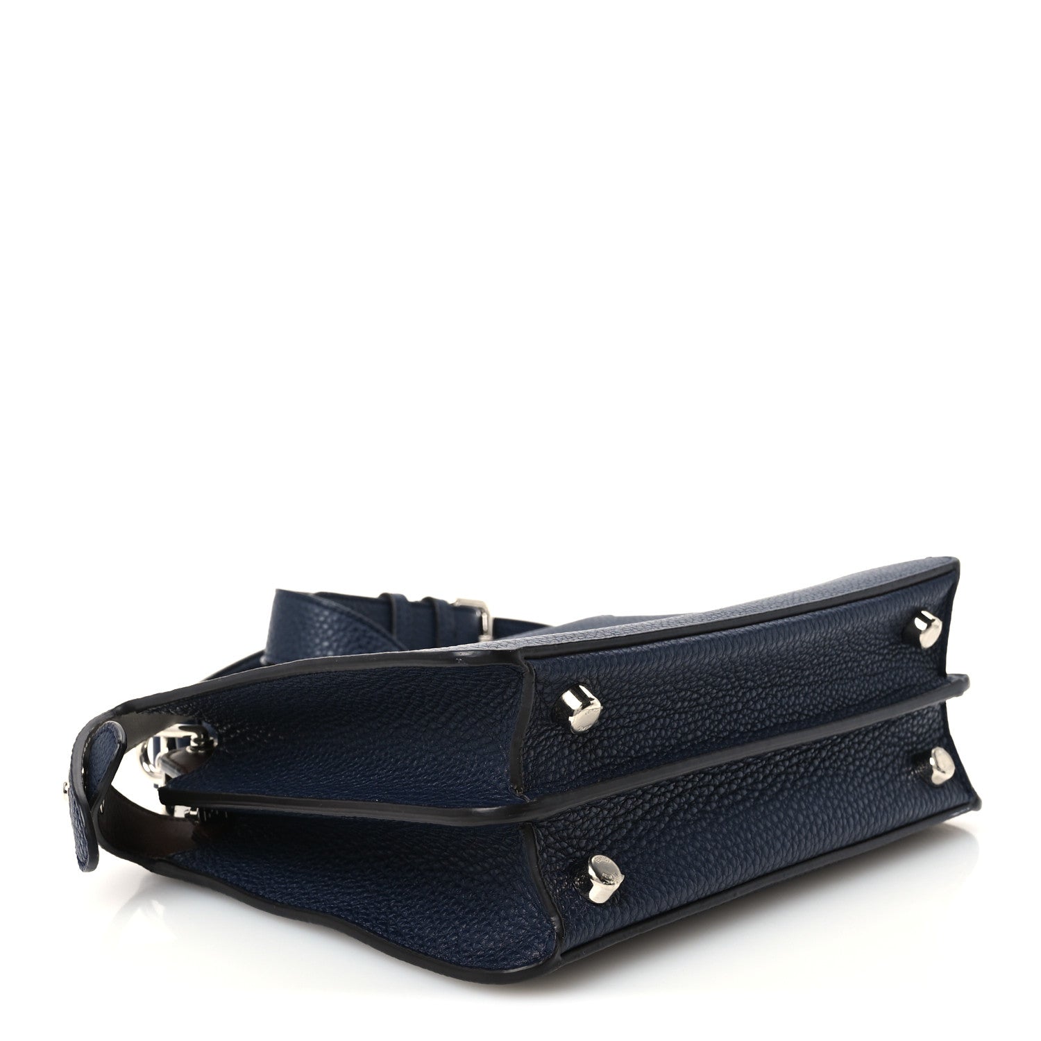 Cuoio Romano Vitello Cover Glazed Fabric Bi-Color FF 1974 Mini Peekaboo I SEE U Satchel Blue Dark Brown Tobacco Moro - Image 5