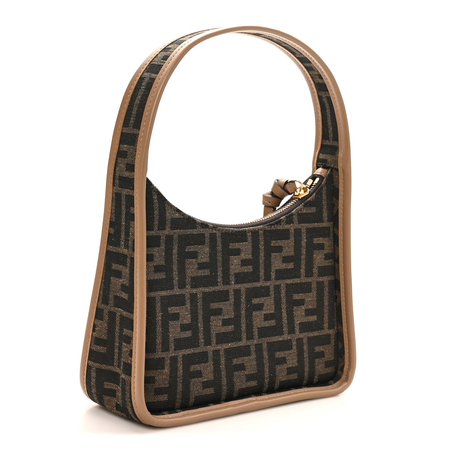 Fabric Jacquard Vitello Grace FF 1974 Mini Fendessence Shoulder Bag Tobacco Moro Ebano - Image 3